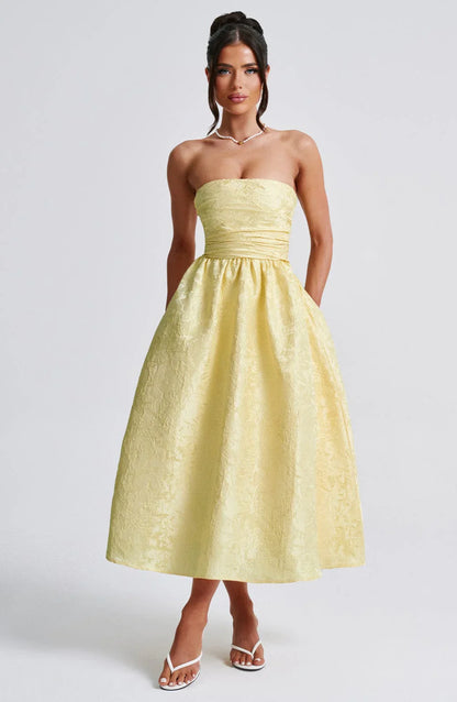 Saoirse Midi Dress - Lemon