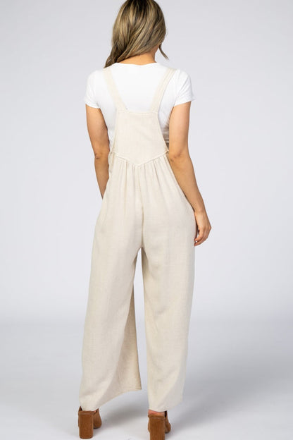 Beige Linen Overalls