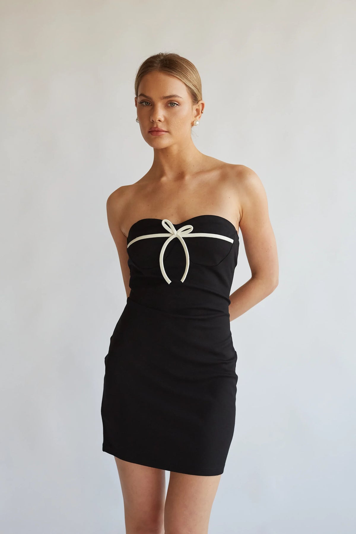 Eloise Strapless Bow Bodycon Mini Dress