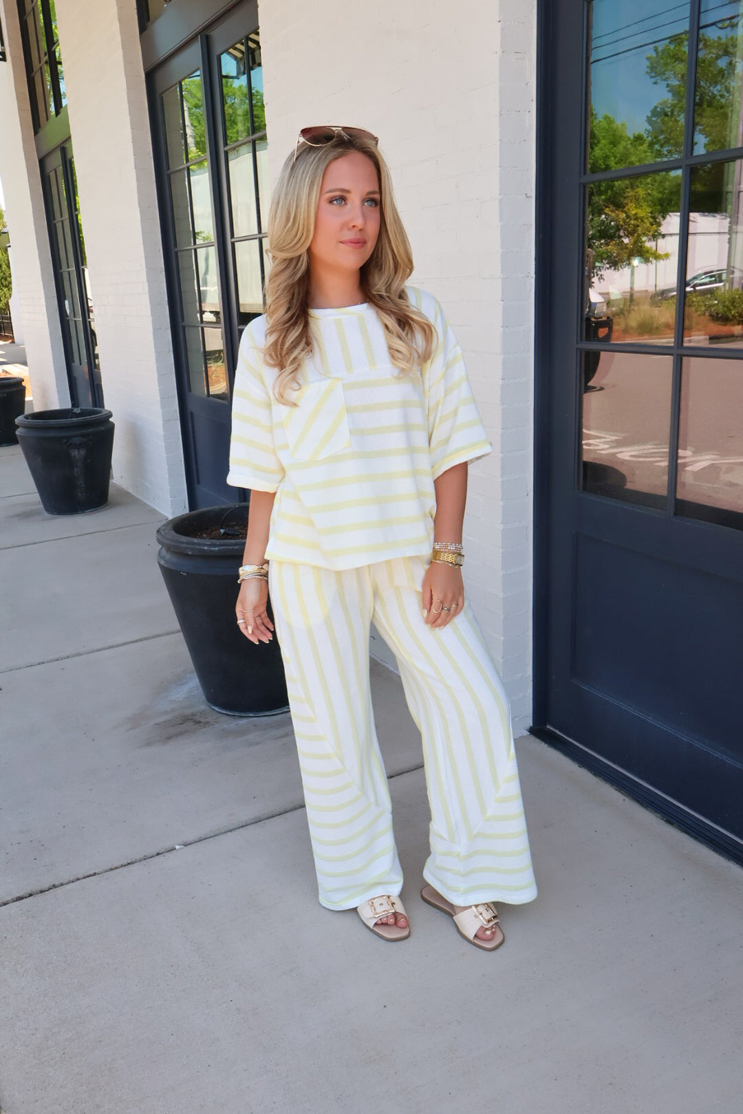 Yellow Stripe Lounge Set