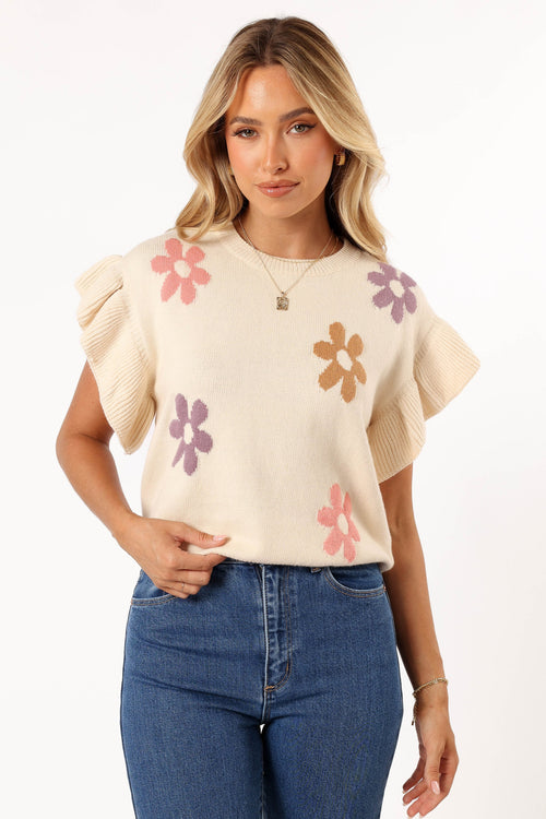 Kinsley Floral Top - Cream Multi