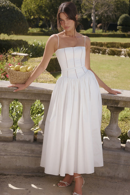 white cotton maxi sundress