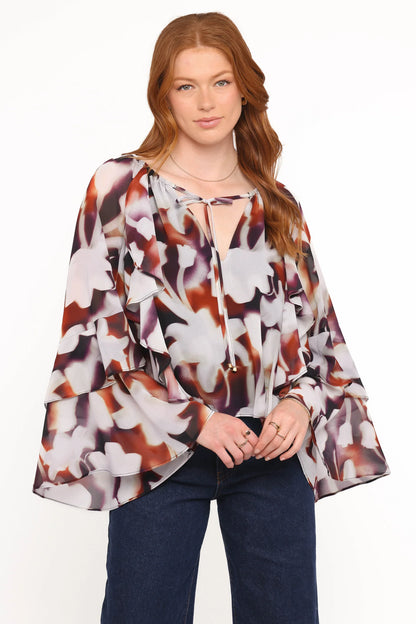 Elinor Top - Blurred Floral