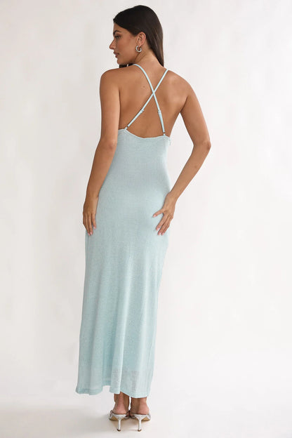 Introductions Knit Sequin Maxi Dress Blue