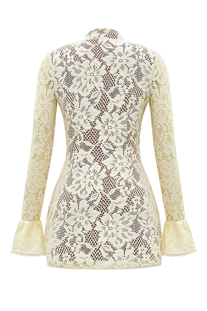 buttermilk keyhole lace mini dress