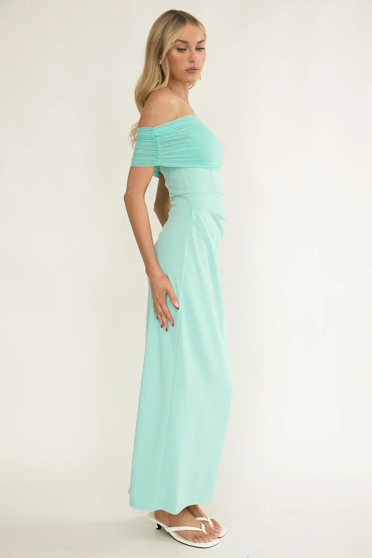 Love Languages Off-Shoulder Maxi Dress Mint