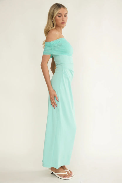 Love Languages Off-Shoulder Maxi Dress Mint