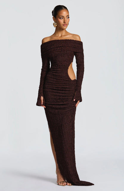Adelphia Midi Dress - Plum Brown