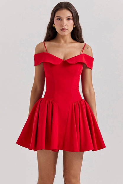 scarlet off shoulder mini dress