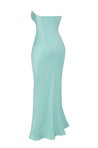 jade satin strapless maxi dress