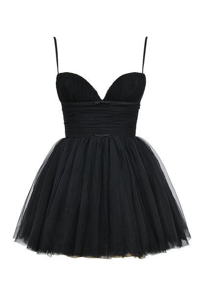 black tulle mini dress - sale