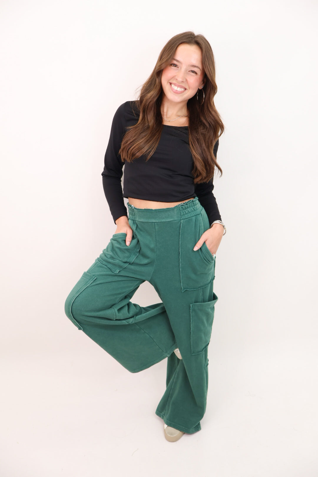 Everyday Wide Leg Lounge Pants - Green