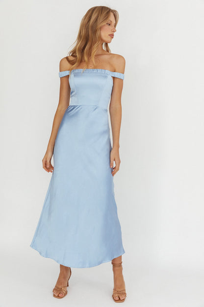 Cari Off-Shoulder Strap Maxi Dress Ice Blue