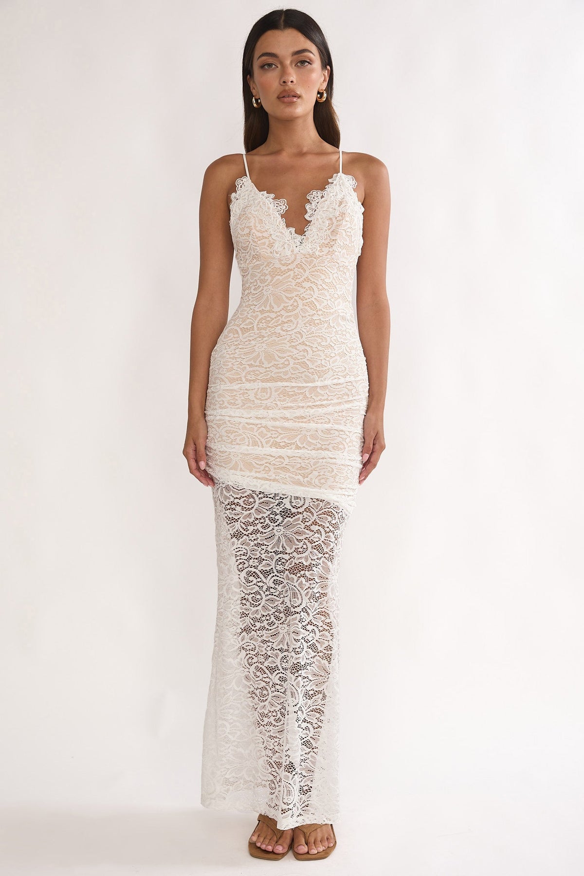Capri Sunset Lace Overlay Maxi Dress White