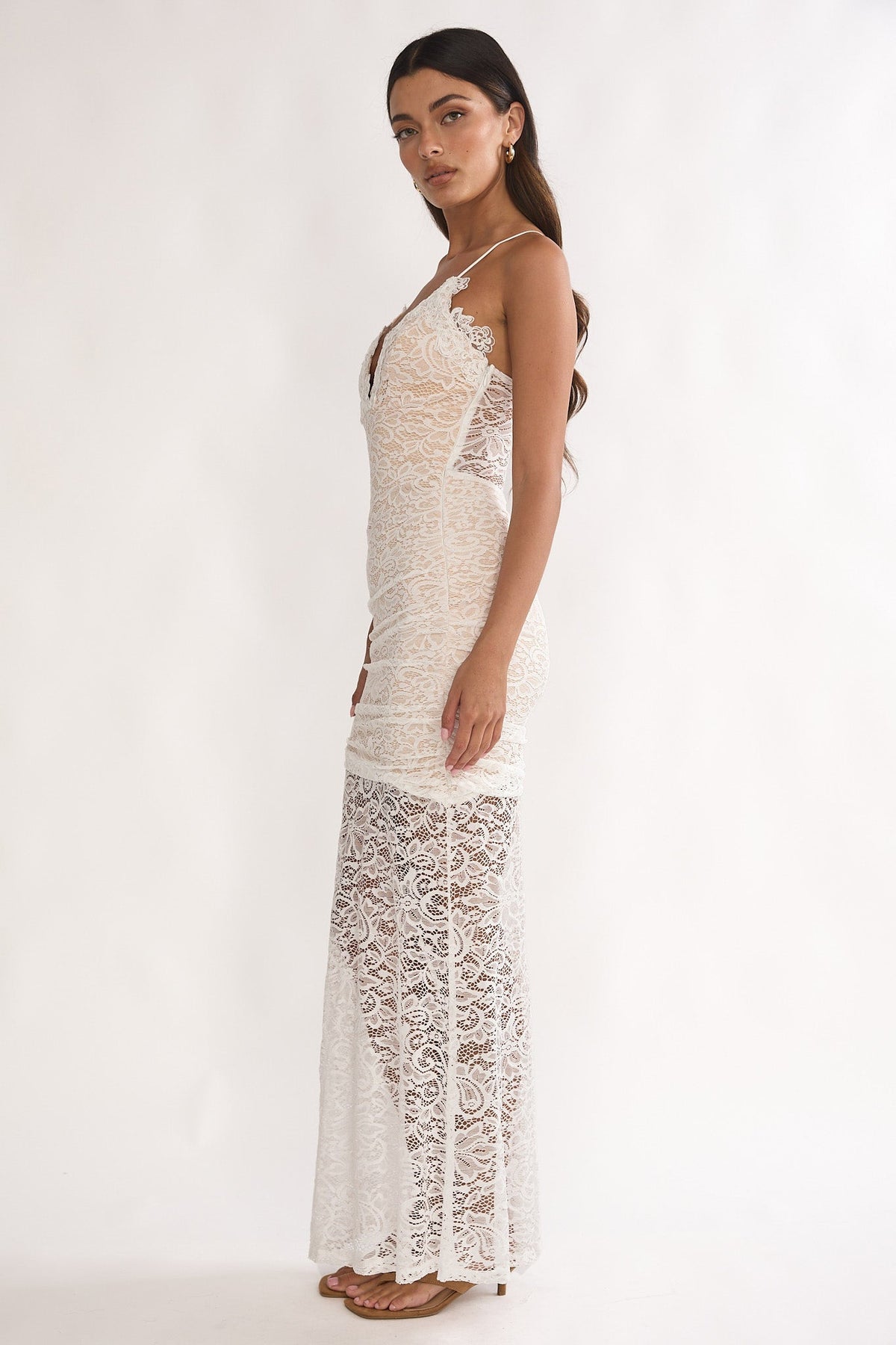 Capri Sunset Lace Overlay Maxi Dress White