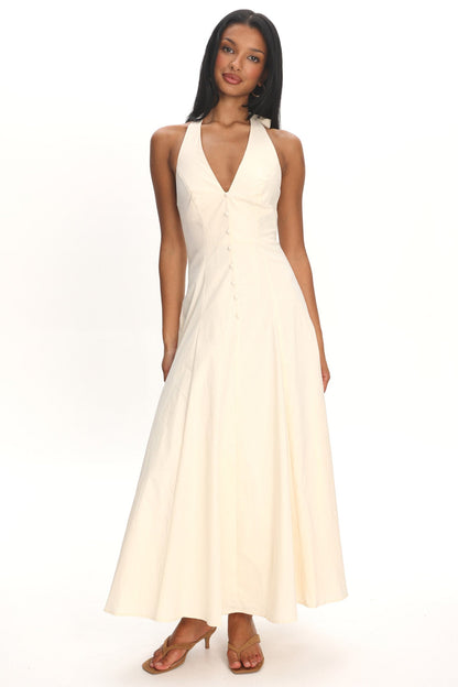 Brea Halterneck Midi Dress Vanilla