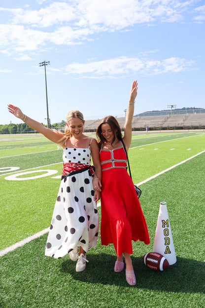 Black and White Polka Dot Midi Dress