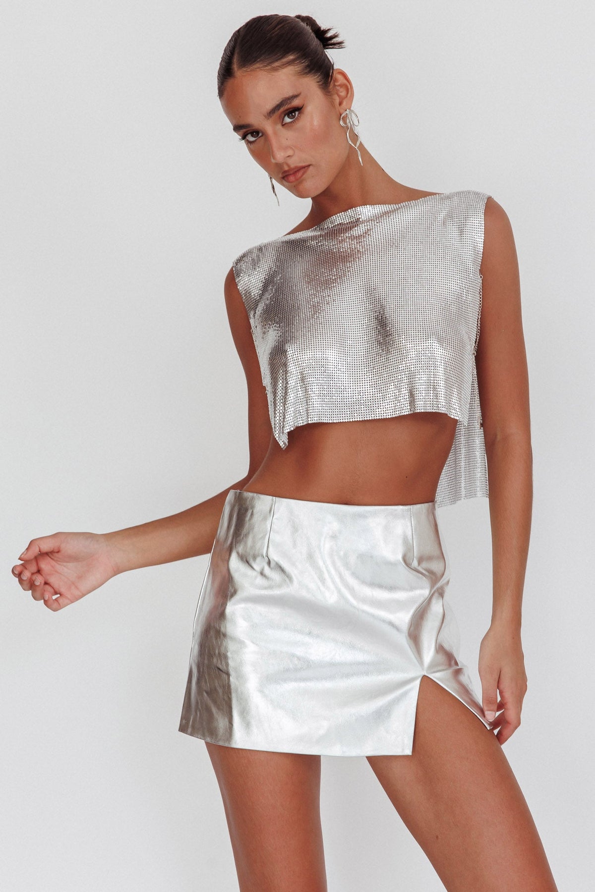Breakdance Metal Mesh Top Silver