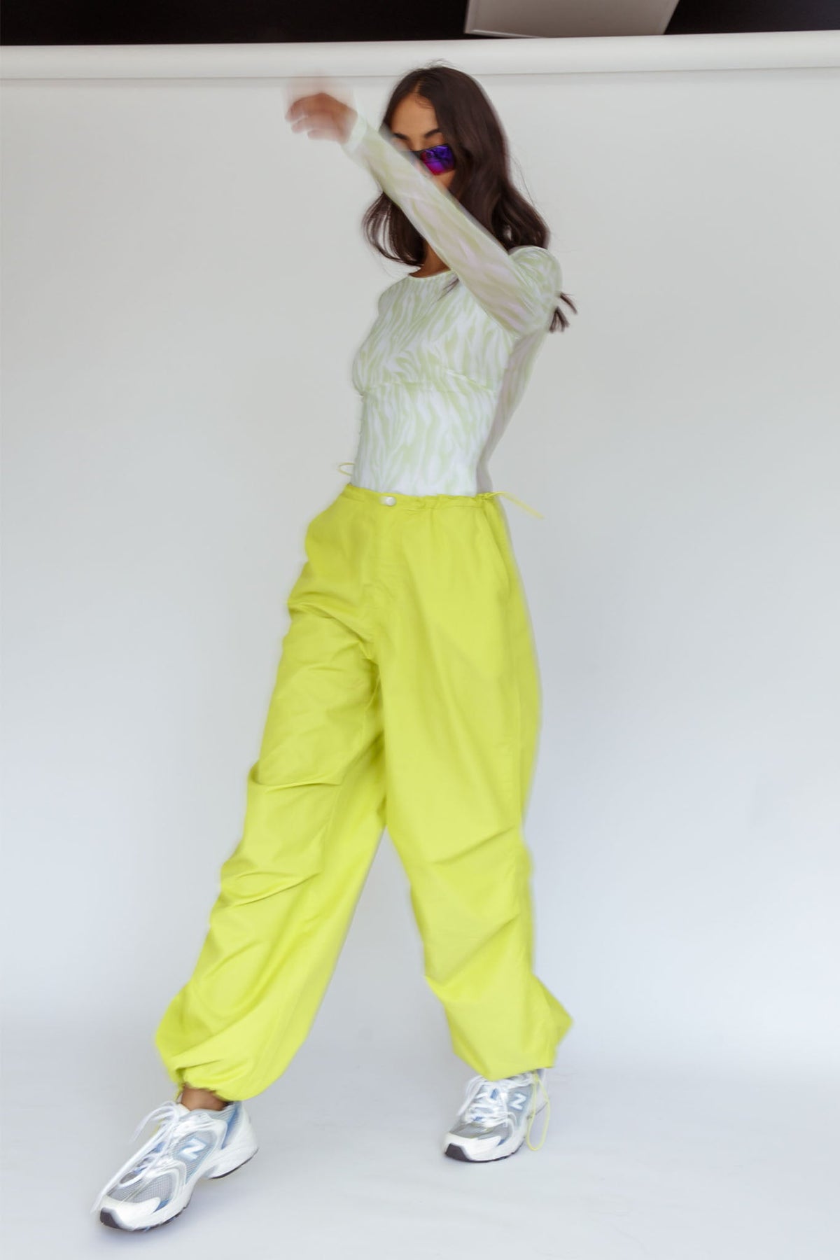 Break Dance Wide Leg Drawstring Pants Lime
