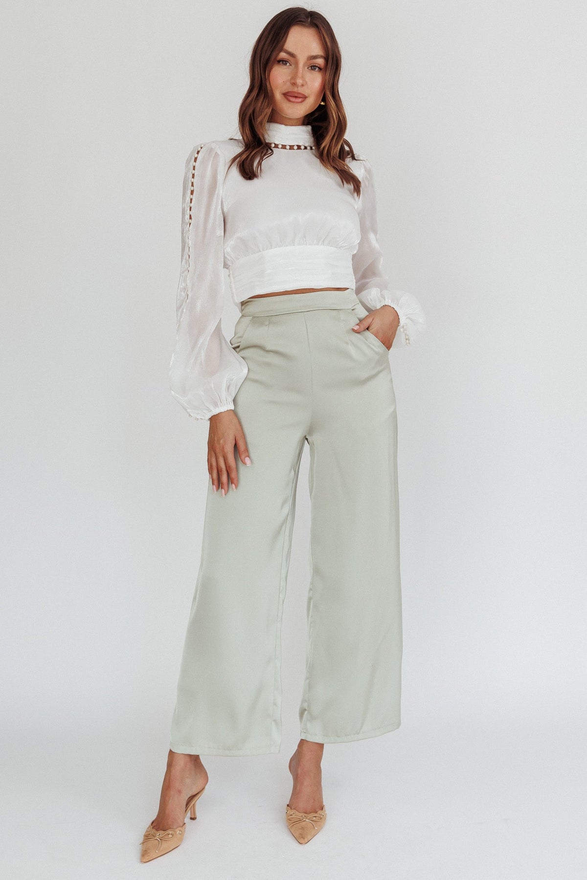 Caia Pearl Detail Open Back Top White
