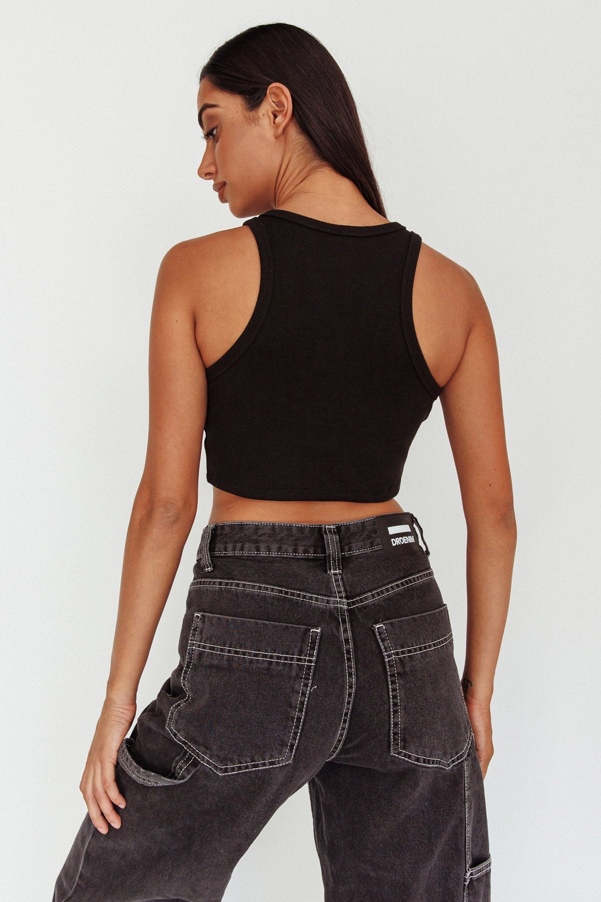 Bryn Racerback Crop Top Black