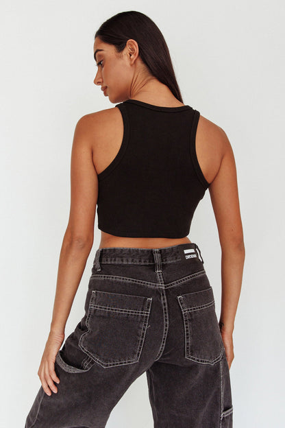 Bryn Racerback Crop Top Black