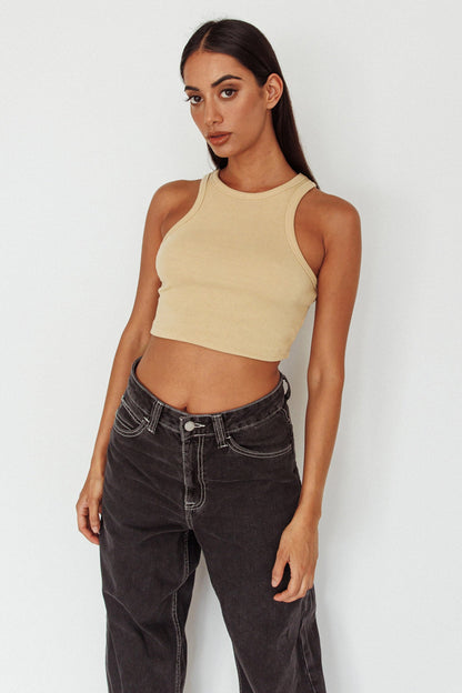 Bryn Racerback Crop Top Sand