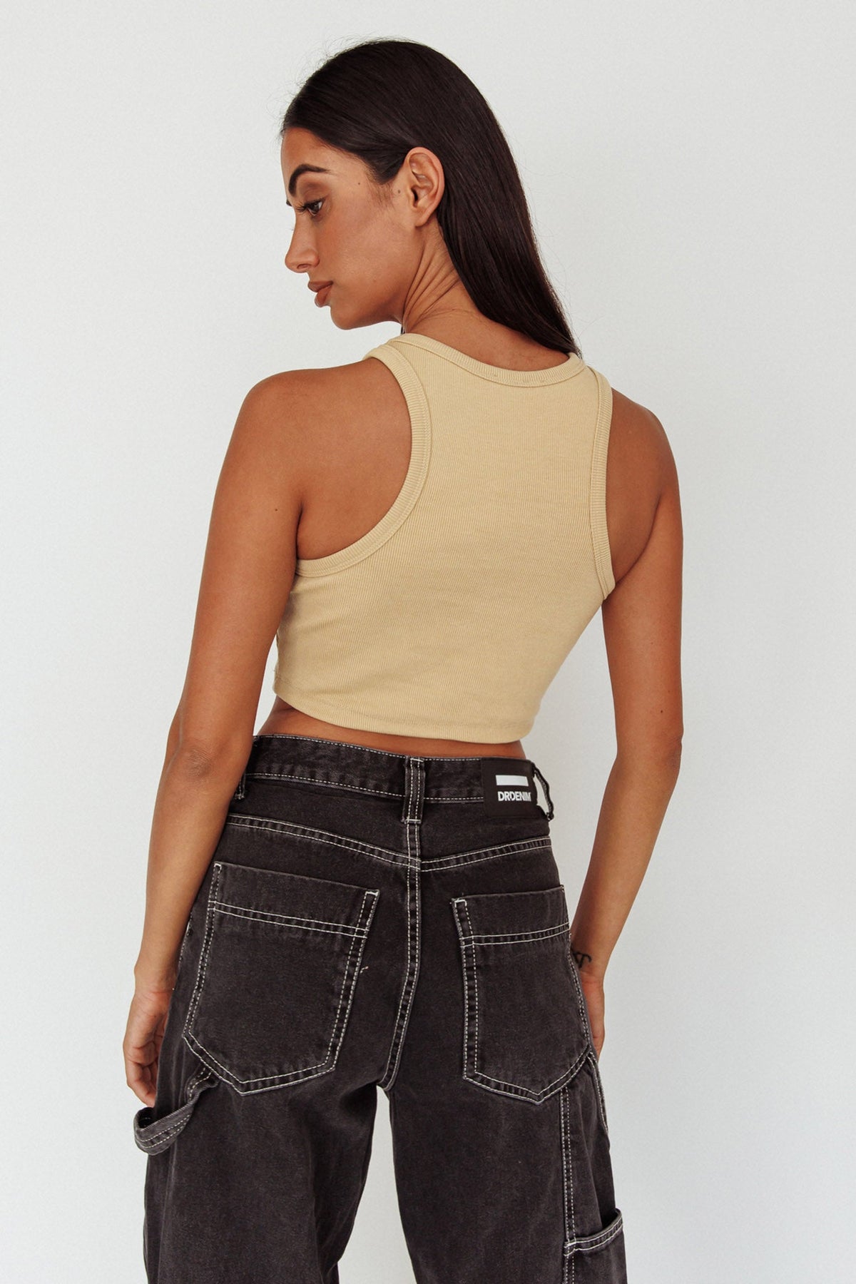 Bryn Racerback Crop Top Sand