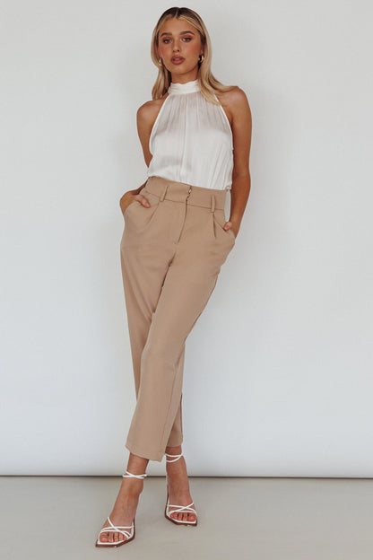 Calisto Sleeveless Tied Neck Top Cream