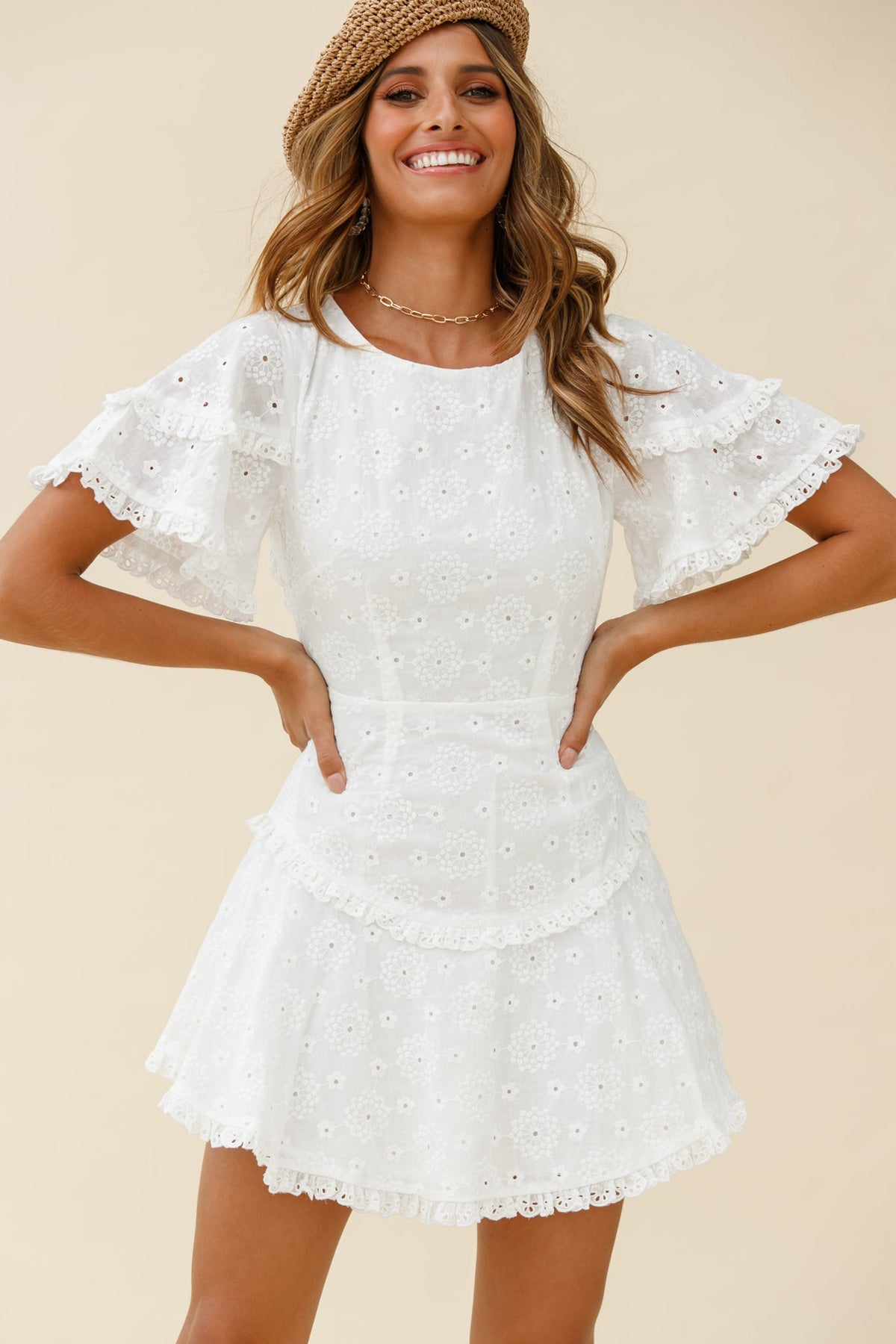 Call Me Later Keyhole Back A-Line Dress White