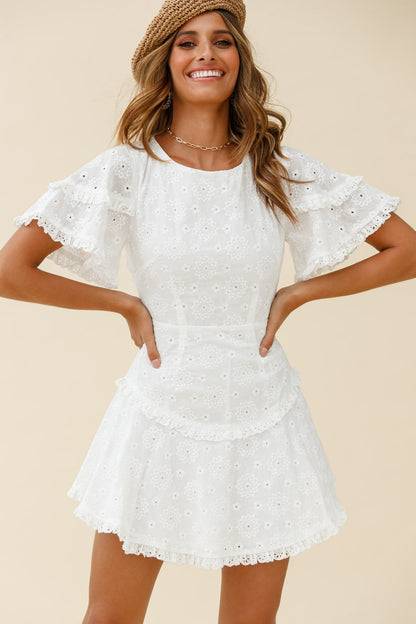 Call Me Later Keyhole Back A-Line Dress White