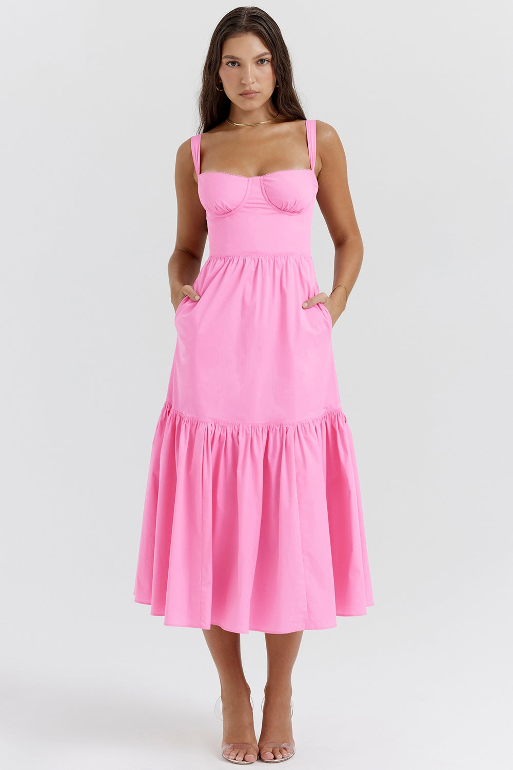french pink midi sundress