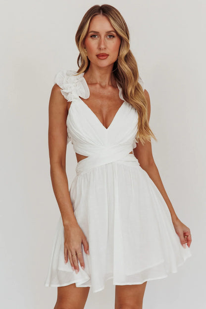 Madara Lace-Up Back Mini Dress White