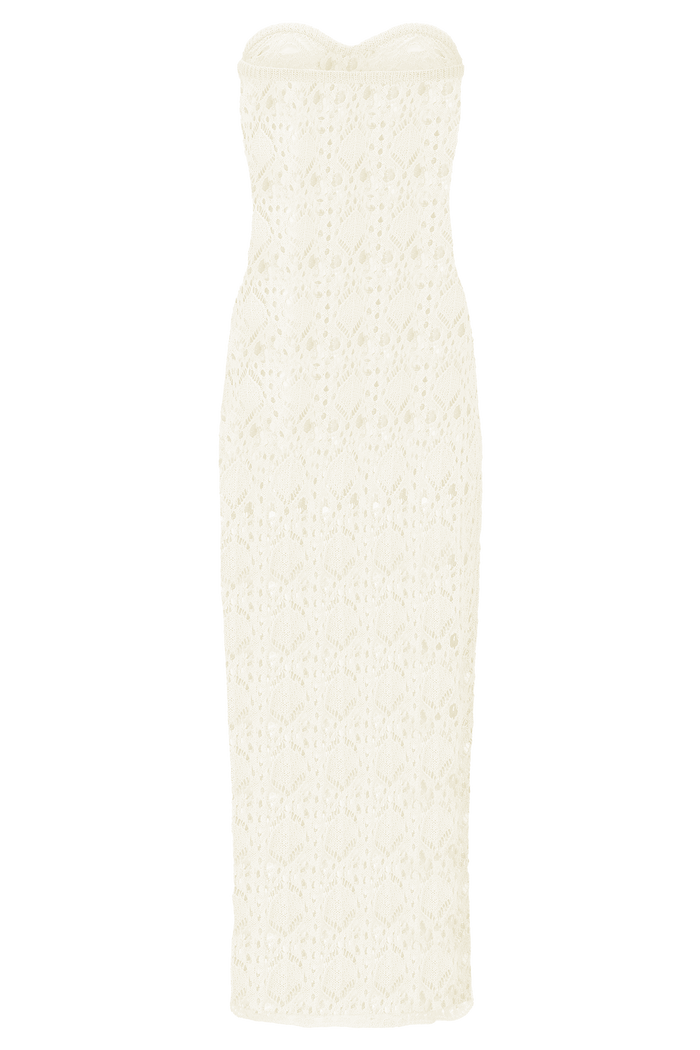 Aeline Strapless Crochet Knit Top - Ivory