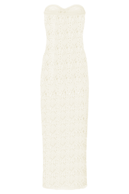 Aeline Strapless Crochet Knit Top - Ivory