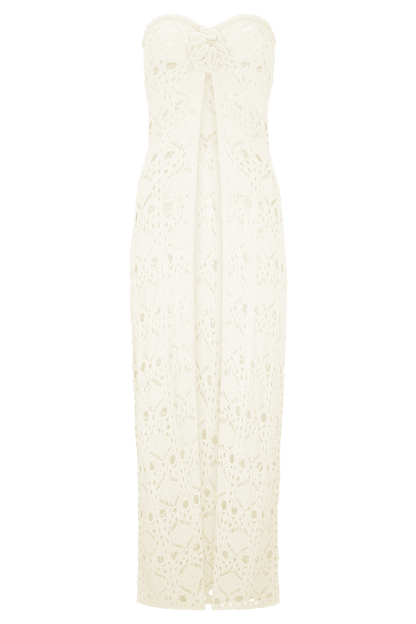 Aeline Strapless Crochet Knit Top - Ivory