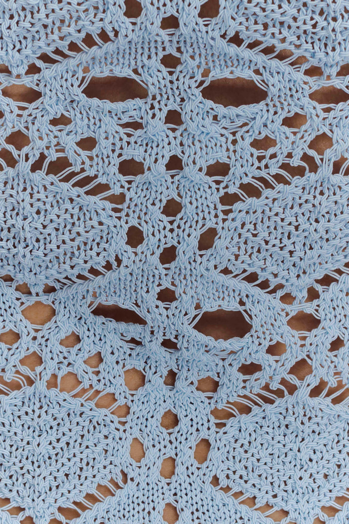 Aeline Strapless Crochet Knit Top - Sky Blue