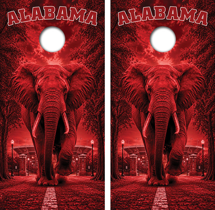 Alabama Crimson Football Cornhole Design