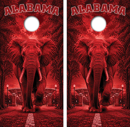 Alabama Crimson Football Cornhole Design