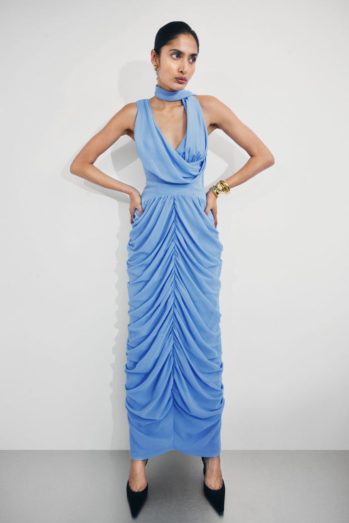 Alex Chiffon Maxi Dress - Blue