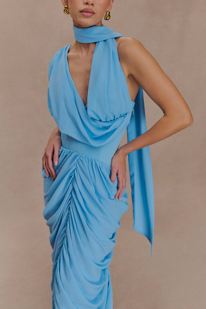 Alex Chiffon Maxi Dress - Blue