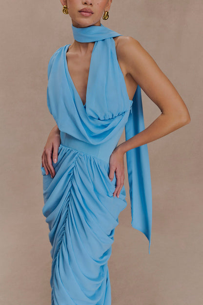 Alex Chiffon Maxi Dress - Blue