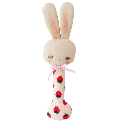 Alimrose Bunny Stick Rattle - Strawberry