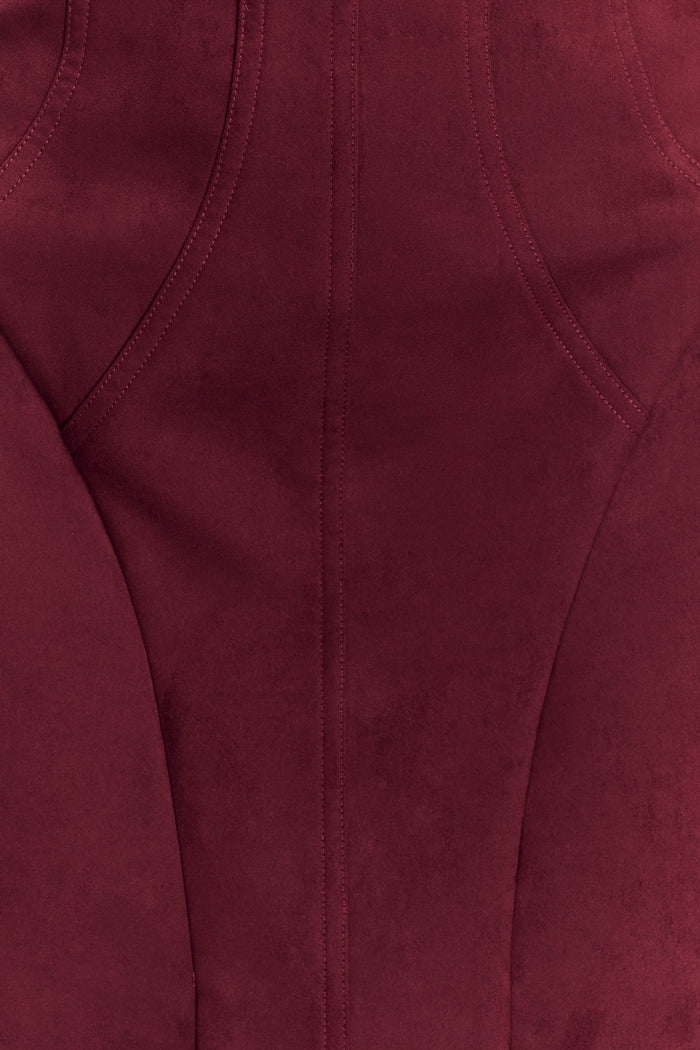 Andy Faux Suede Mini Dress - Wine