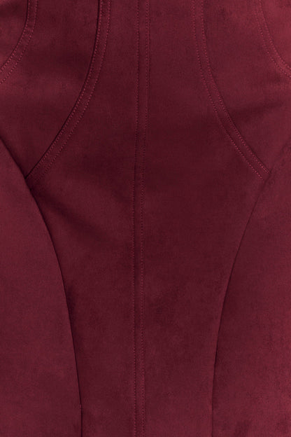 Andy Faux Suede Mini Dress - Wine