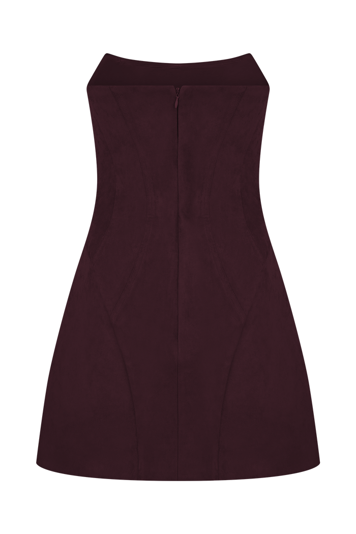 Andy Faux Suede Mini Dress - Wine