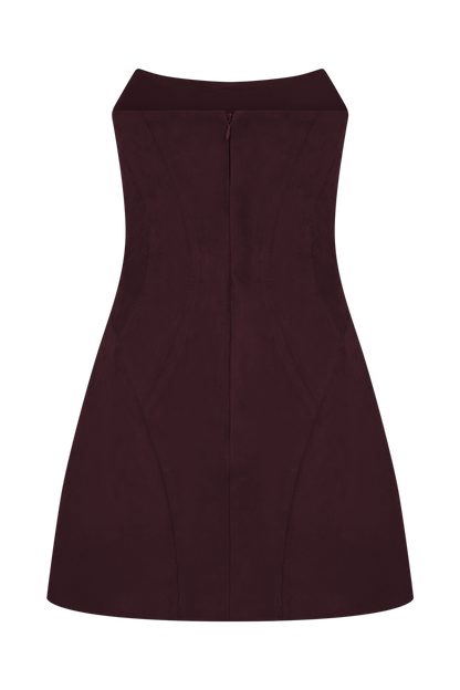 Andy Faux Suede Mini Dress - Wine