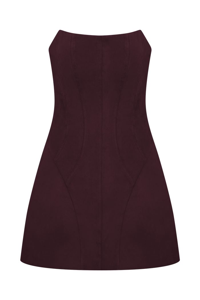 Andy Faux Suede Mini Dress - Wine