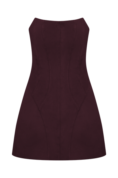 Andy Faux Suede Mini Dress - Wine