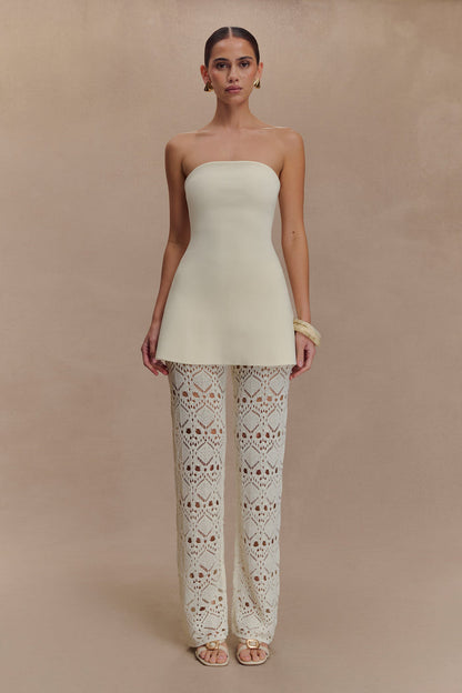 Anette Bandage Knit Strapless Top - Ivory